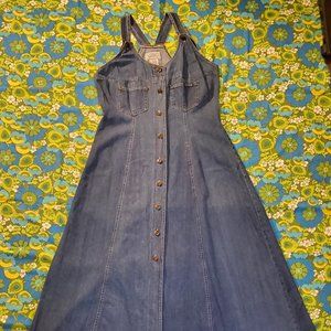 VTG 90s 00s Denim Blue Jean Long Sleeveless Dress